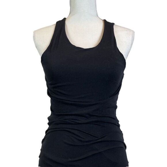 James Perse Ruched Strap Tank Dress Super Stretch Bodycon Black Size Small (1) - Picture 3 of 11